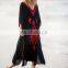 Black Cotton Beach Dress Red Embroidery Beach Cover up Sarong Beachwear 2019 Robe de Plage Swimsuit Cover up Beach Tunic