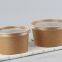 100% Eco Friendly Custom Print  Disposable take away kraft paper salad bowl with PET lid