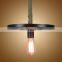 Black Iron Wheel Chandelier Hemp Rope Cable Pendant Light Modern Pendant Lamp