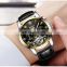 BIDEN 0190 Men Date 12 Hours Showed Mechanical Watches Automatic Leather Chronograph Business Watch