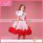 Kids fancy red feather bubble dress costumes, party dresses for girl 1-9 years