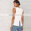 Plain dye short front long back crop top for women