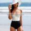 2016 sale well white black two color one piece Tall waist cotton sexy Lace straps swimsuit bikini