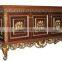 Luxury British Antique Painted Buffet, Dining Room Furniture Decorative Side Cabinet, Exquisite Hand Carved Wooden Sideboard
