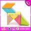 New arrival 18PCS DIY wooden puzzle 4D toy,Colorful and Non-toxic wooden diy block toy wholesale W03B047