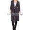 Fashion Modern Apparel Women Trendy Turkey 3/4 Sleeve Plain Spring Winter Coat Charcoal Sheer Trench Long Coat