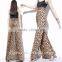 The new fashion design leopard grain pants ladies loose cheetah print dress tall waist casual bell-bottom trousers for women