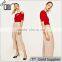Custom design comfortable slacks for women with pleated elastic waistband