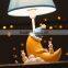 Creative Children Cartoon Moon Shaped Resin Led Table Lamp