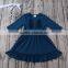 2017 wholesale children clothing usa plain solid mazarine dress latest dress designs for girls