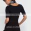 New Style Black Round Neckline Bodysuit Lady Tops