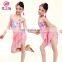 One-piece big sequins sexy halter tassel children girl latin dance costume dress ET-093