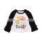 Baby letter print Shirt Toddler Girl ruffle sleeve tops black white Pullover tees