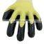 Yellow Aramid Knit Work Gloves With Nitrile Plam Finish Cut and Heat Resistant Feature Abrasion Resistance Gloves