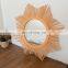 HOT Star Sun Flower Boho Round Rattan Mirror, Floral Hand Woven Wicker, Vintage Handmade Wall Mount Hanging Decor