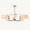 Custom Classic Retro Simple MARTINEAU Linear tapered oval white linen shade  chandelier for home hotel ceiling hanging lighting