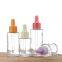 Clear glass dropper bottle round multi colors dropper cap perfume skin care oil serum essential oil dropper bottles