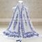 Autumun Winter Fashion Blue And White Porcelain Printing Cotton Pashmina Scarf With Tassel