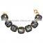 Bridal Wedding Jewelry Blue Square Shape Crystal Gold Chain Bracelet