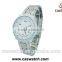 Fancy silver-toned round watch, quartz movement water resistant couple watch, stainless steel back couple watch