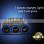 3 Ways Multi Car Auto Cigarette Lighter Sockets Splitter USB Power Adapter Charger For Iphone Samsung Mobile Phone T2