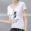 Fashion Young Lady T Shirt Printing in China 95 Cotton 5 Elastane T Shirt White