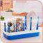 Kitchen Tableware Plastic Rectangle Green Draining Dish Rack for Water Cups and Saucers Holder