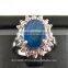 12x10 MM Blue Star Sapphire Ring Lab-Created Sterling Silver 92.5 Size 6.25