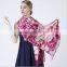wholesales fashion 175cm double side rose 100% long silk brushed scarf for women