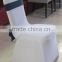 White unique Spandex Stretchable Lycra Wedding Chair Covers with tie back and damask sash Royal white on a Banquet Chair Zoom