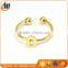 Fashion Stainless steel gold plated Letter alphabet ring with ball