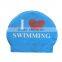 High Quality I LOVE SWIMMING Printed Funny Adult/Kids silicone swimming cap
