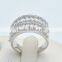 Elegant 5 row Cubic Zirconia micro pave rhodium plating jewelry ring