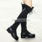 2015 Top quality military style sexy genuine leather women gladiator lace-up long tight over the knee boots CP6705