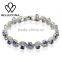 Rellecona unique wave design bracelet inlaid sapphire cubic zircon gold plated wedding jewelry 7''