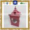 Red color heart design Christmas wooden candle lanterns