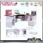 OA-6S L shape fashional office desk with wooden desktop and steel cabinet