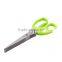 7.5"Professional Stainless Steel 5 Blades Kitchen Herb Scissors With Comb