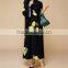 high fashion muslim dress Hijab Abaya Fashion Black Wide Sleeve Printed Abaya