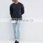 Custom Long Sleeve Crew Neck Without Hood Black Men's 80% Cotton 20% Polyester Casual Oversized Fit Fleece Sweatshirt