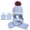 Myfur Newest Design Baby Cotton Hat and Scarf with Real Raccoon Fur Pom Pom