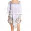 C30 Fringed cover-up beach kaftans tunics white