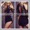 Cold Shoulder Keyhole Back Closed Good Time USA Beach Net Dresses Black NT6758
