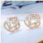 Christmas Gift Pearl Rose Flower Beads Crystal Vintage women Earrings Style Cute Sweet Stud Earrings Fashion Fine Jewelry