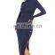 Sexy Sweater Dress Long Sleeve Stretch Hot Sale Women's Solid Color Side Split Slim Knit Dress