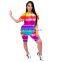 Summer Tie Dye Print Basic T Shirt Women Casual Outfits Wear Jogging Biker Tees Shorts Two Piece Set