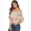 2020 summer buff sleeve nude shoulder blouse for ladies