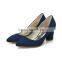 luxury navy blue pumps tip head office lady shoes