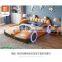 Cute race car shape baby bed Top-quality Wholesale leather bed Fashion Modern LED light children bed