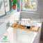 Eco-friendly Bmaboo extendable Bathtub Caddy Tray Bamboo bath Tray with Sliding Towel Holder Bath Table with Book Holder